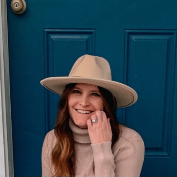 Felt Cream Wide-Brim Hat - Picture 1 of 7